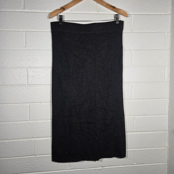 T Tahari Dresses & Skirts - Tahari Ribbed Knit Midi Skirt Charcoal Gray Large 16-20 Office Lounge Casual‎